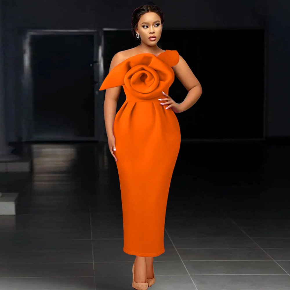 Sexy Party Wear Big Flower Spaghetti Strap Sweet Lady Cocktail Dress