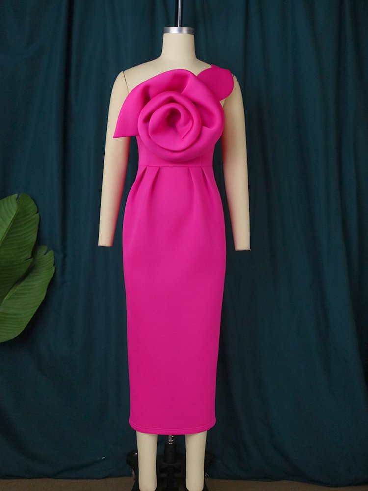 Sexy Party Wear Big Flower Spaghetti Strap Sweet Lady Cocktail Dress