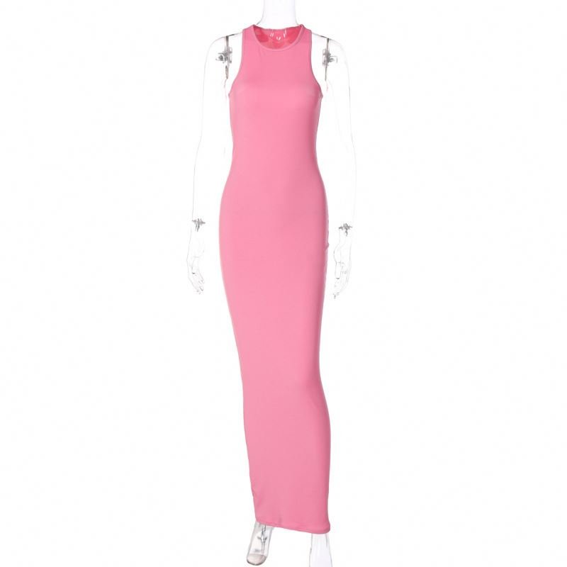 Summer Dress Ladies Solid Slim Knit Summer Dress Casual Dress Women Sexy