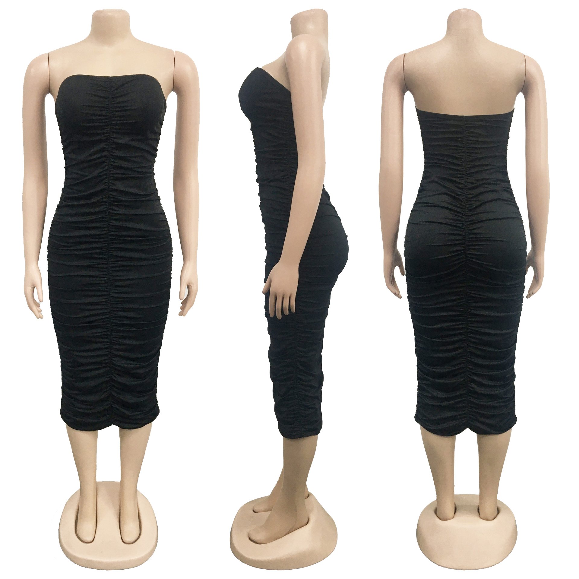 2023 Summer Fashion Women's Dress Solid Sleeveless Pleated Bra Long Dress Women