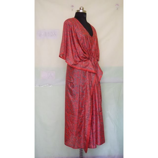 Handmade Silk Saree Women Clothing Caftan Bridesmaid Bridal Robe Plus Size Nightwear Maxi Dress Beach Cover Up Gift For Her