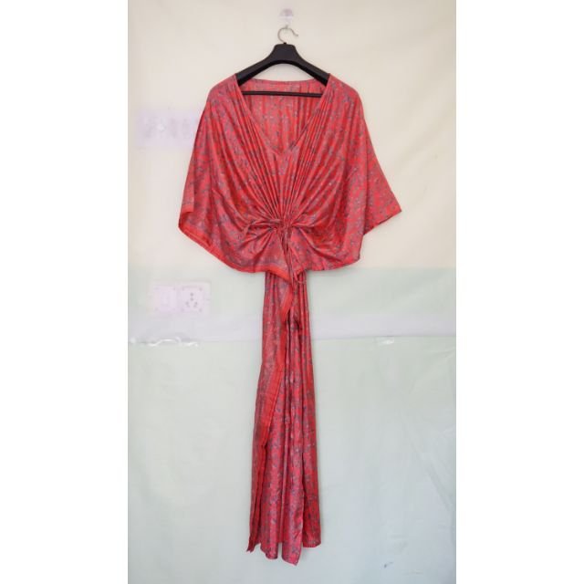 Handmade Silk Saree Women Clothing Caftan Bridesmaid Bridal Robe Plus Size Nightwear Maxi Dress Beach Cover Up Gift For Her