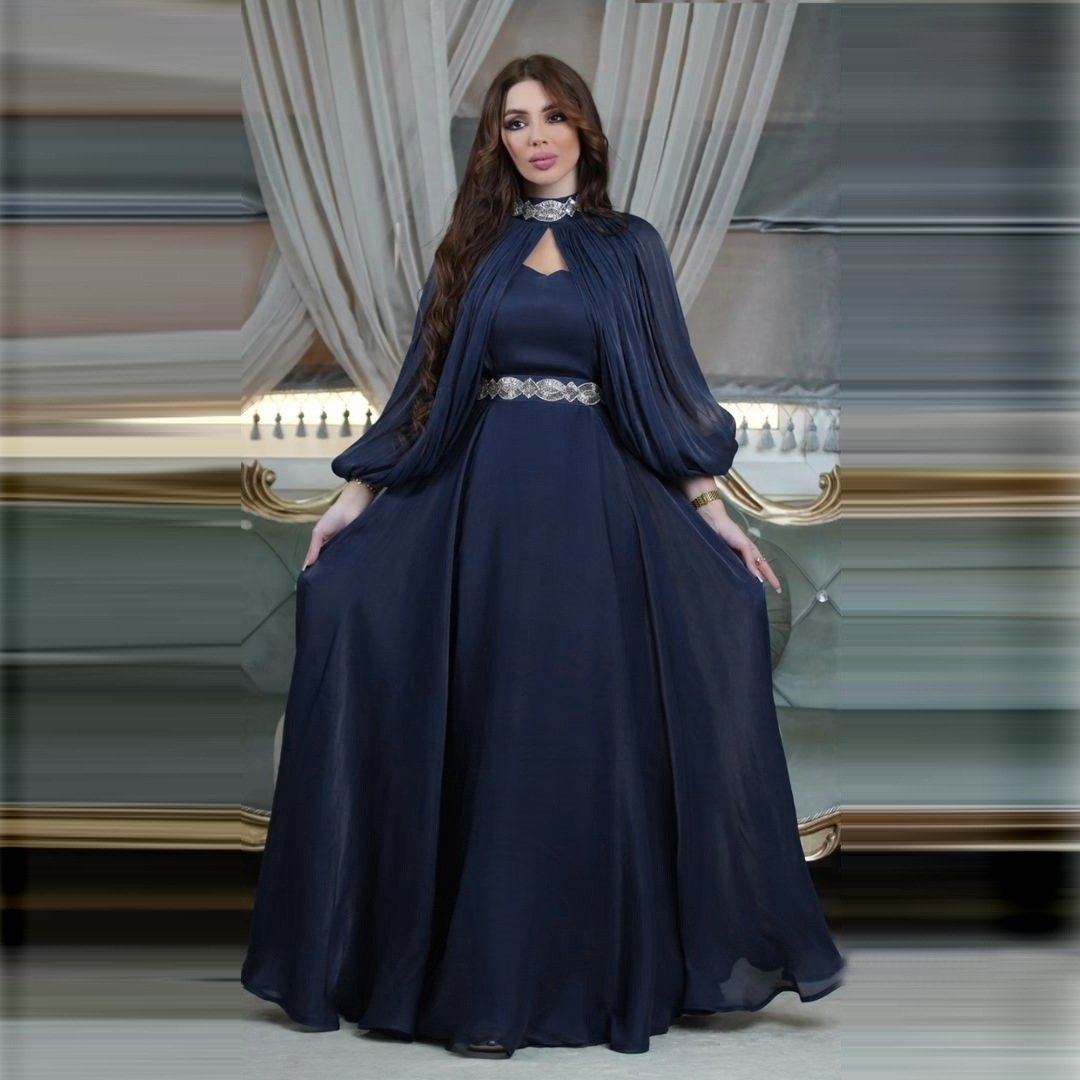 Z-28 Muslim women's two-piece set of hot diamond bright silk fashion satin robe abaya muslim women dresses
