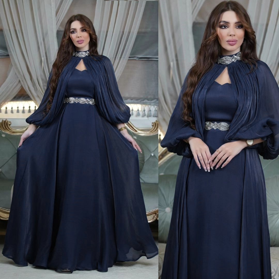 Z-28 Muslim women's two-piece set of hot diamond bright silk fashion satin robe abaya muslim women dresses
