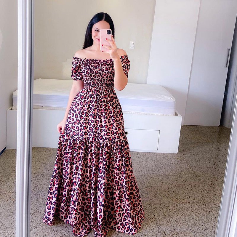 Fashion Ladies Long Summer One-shoulder Floral Dress Women Clothing Casual Dresses Women's Maxi Dresses