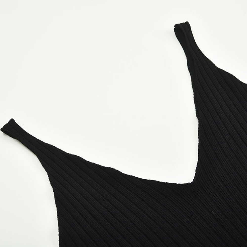 V neck Sweater Women Hot Maxi Knit Halter Sexy Dress 2022 Plain Dyed Pencil Spring Casual Dresses