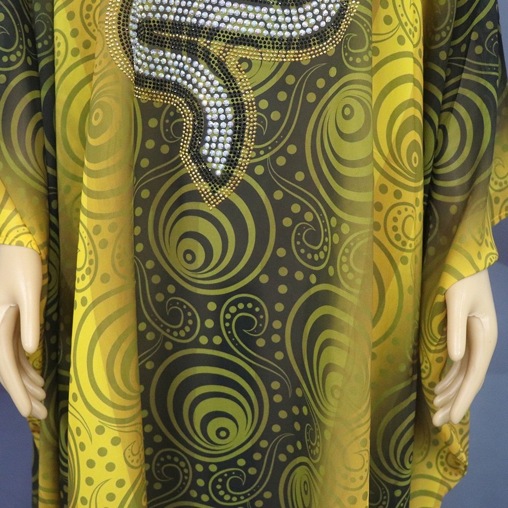 Best Price Panjabi Dress For Women Chiffon printing New Style Loose Kanga Diamonds Go with underwear Two Piece Set