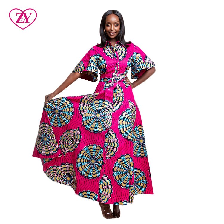 Plus Size Custom Shirt Dress Design Pattern African Print Women Clothes Casual Dress
