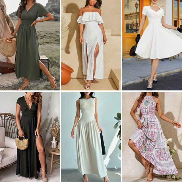 2024 wholesale fashion design summer women's casual V-neck printed short sleeved dresses randomly shipped