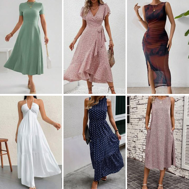 2024 wholesale fashion design summer women's casual V-neck printed short sleeved dresses randomly shipped