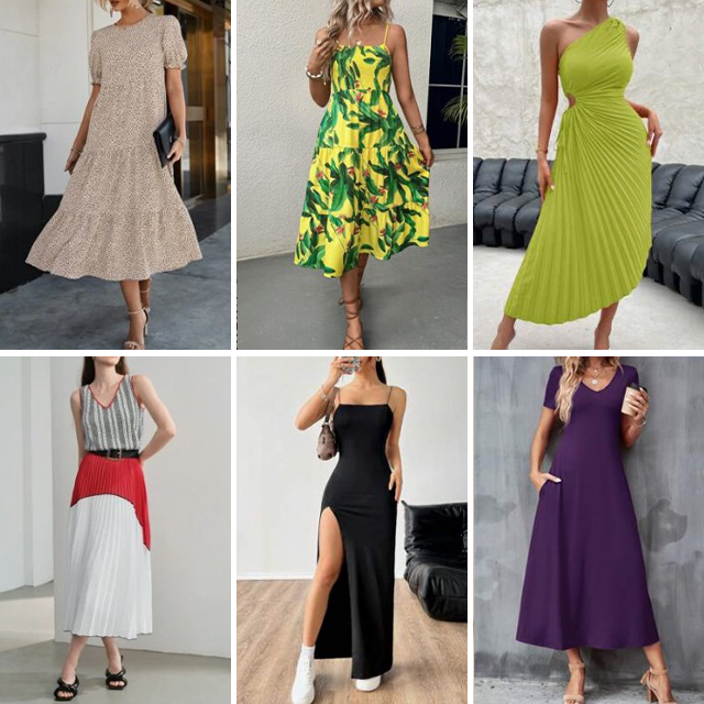 2024 wholesale fashion design summer women's casual V-neck printed short sleeved dresses randomly shipped