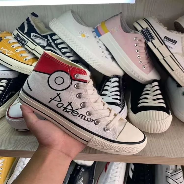 cut label women second-hand canvas vulcanized women lady cheap causal mixed stock shoes