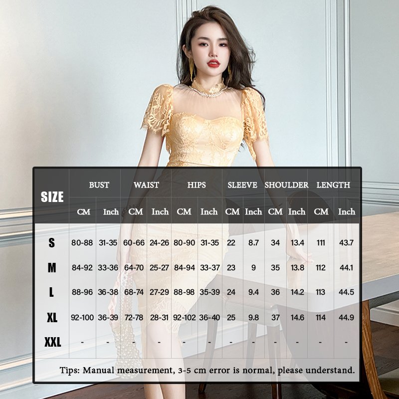 ZYHT 20497 Lace Stand Collar Sexy Wave Hem Sheer Slit Mini Dress Elegant Style Hollow Out Chiffon Mesh Casual Dress for Ladies