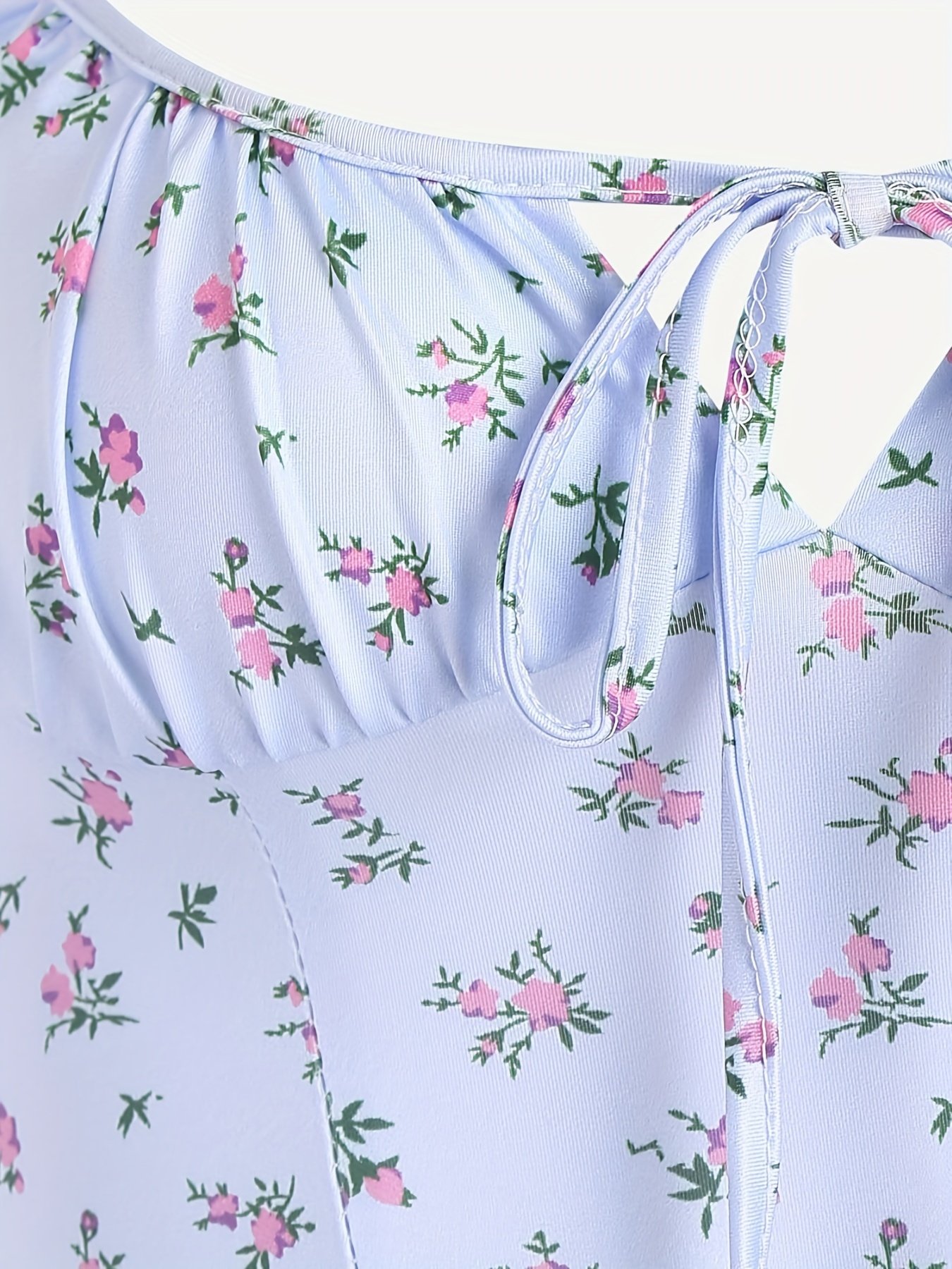 Romantic Summer Square Neck Backless Slit Slip Dress Floral Print Design Custom Women Casual Dresses simple dress designs