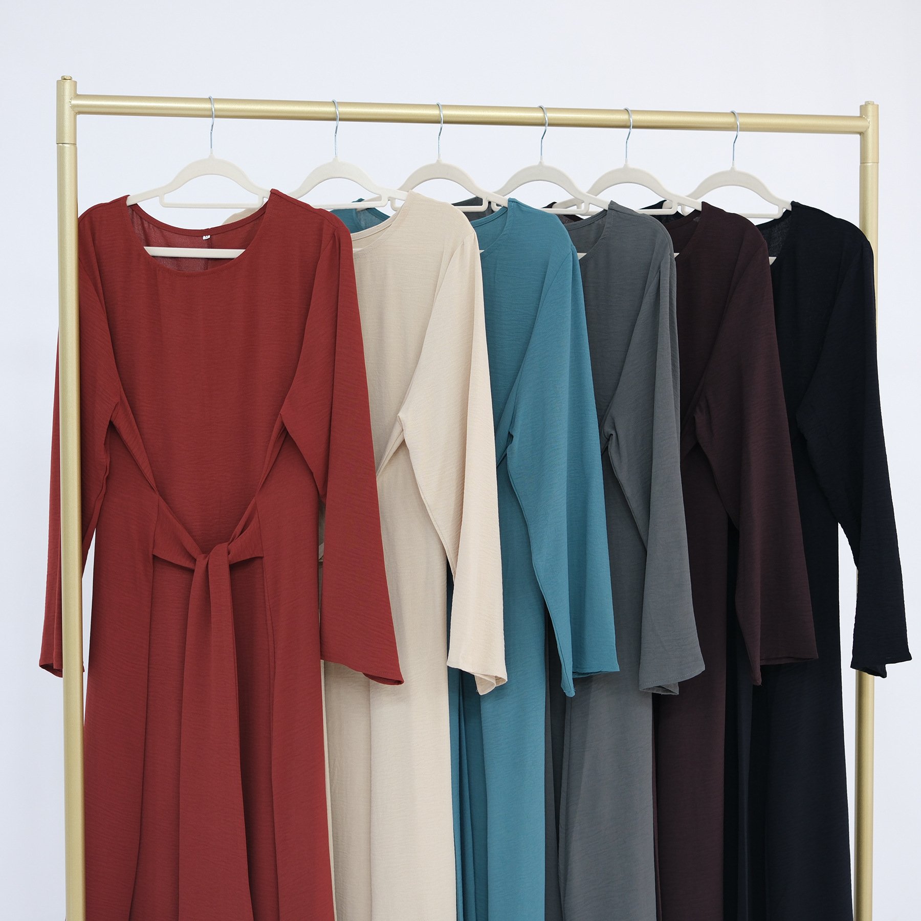 Factory New Eid Modest Abaya Dubai Muslim Kaftan Belted Dress Islamic Clothing Abaya For Women Caftan Marocain Femme Vestidos