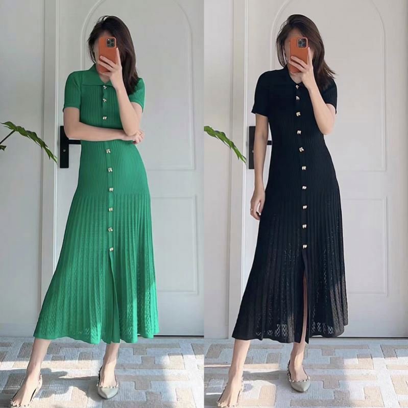 Bettergirl 2024 Ramadan Long Dress Short Sleeve Knitted Dress Fish Tail Midi Dress Slim Fit Ice Silk Full Summer Vintage Natural