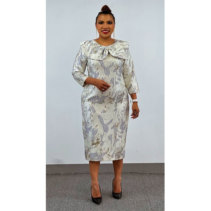 High Quality Minimalist Shape Elegant Flora Dress Church Ladies Gorgeous Dress In Brocade