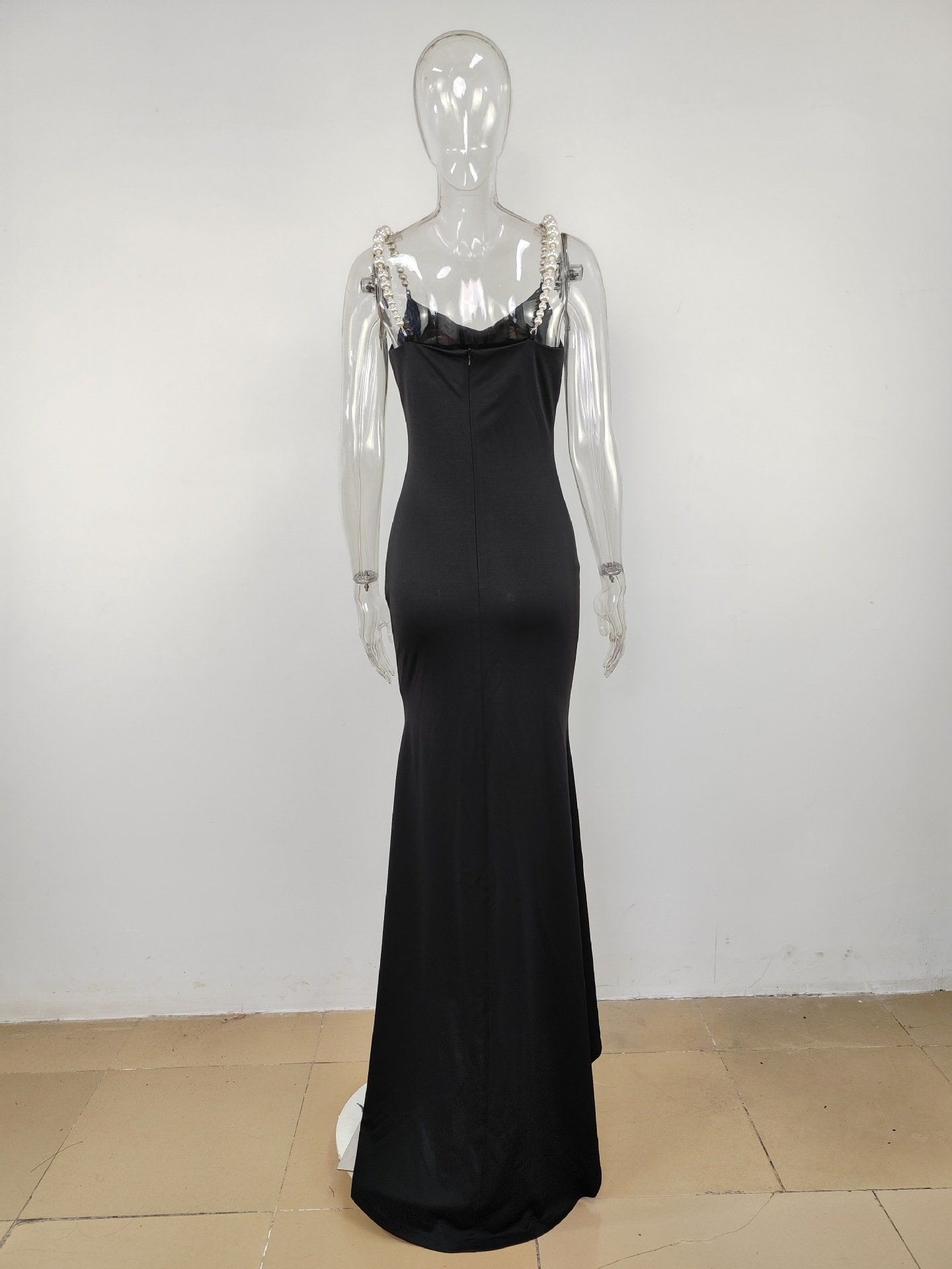 S-2XL Sexy Tight Strap Tail Dress New Solid Color Decal Dress
