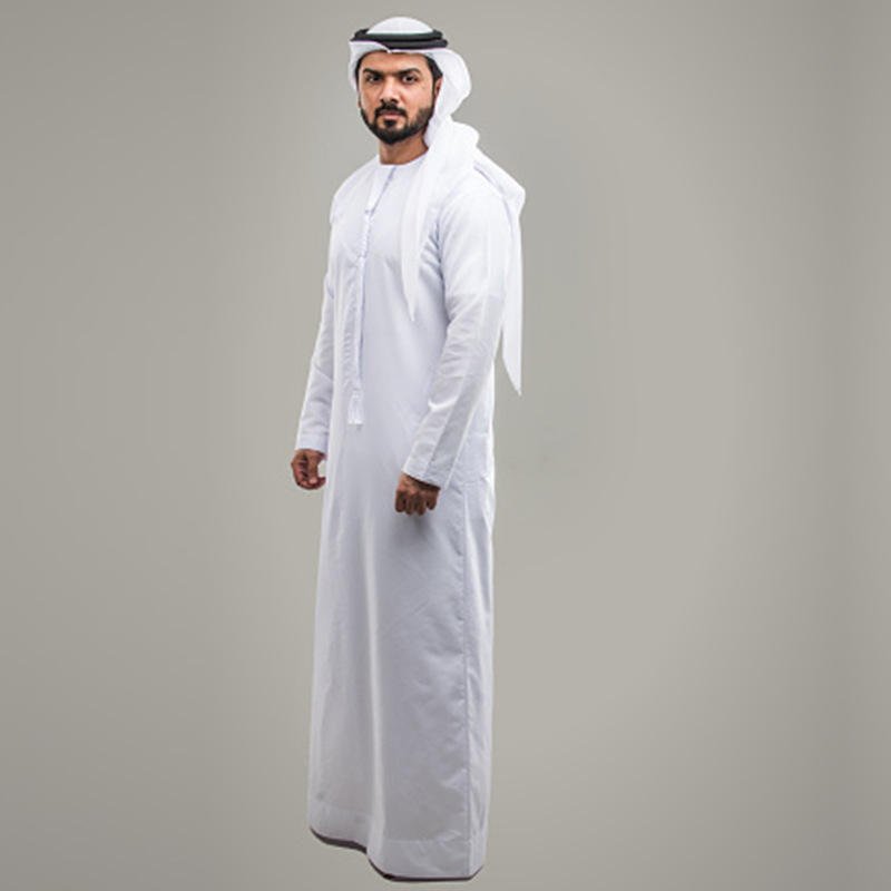 2022 new design Men arab thobe Thobe with Long Sleeve Solid Pockets Robes of Saudi Arabia Abaya Dress