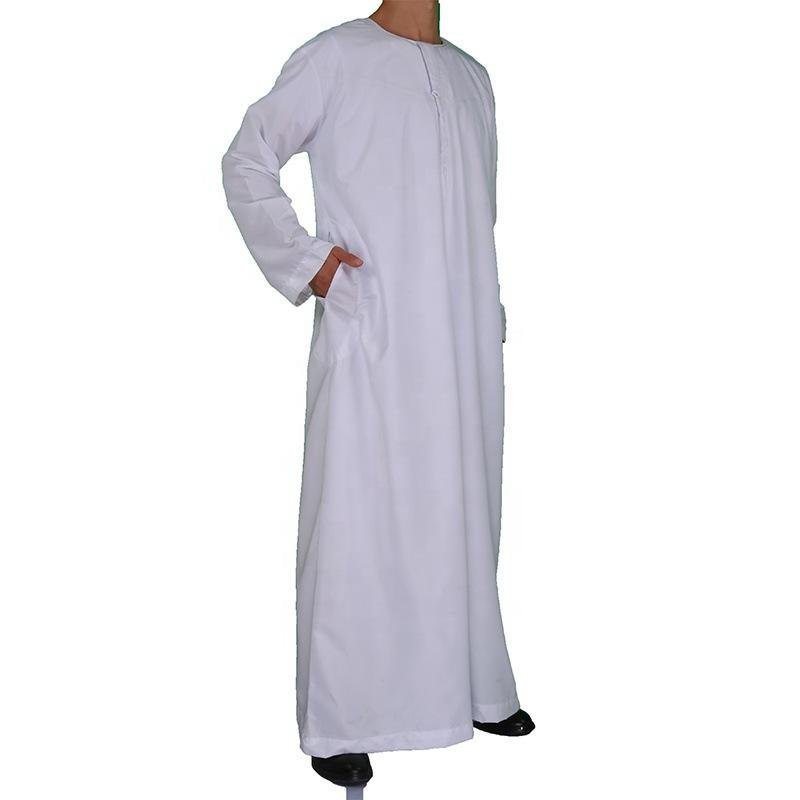 2022 new design Men arab thobe Thobe with Long Sleeve Solid Pockets Robes of Saudi Arabia Abaya Dress