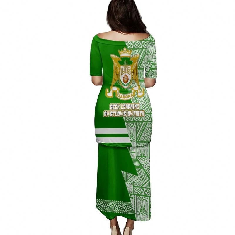 Customized Personalized Tonga Puletaha Dress Tongan Two Piece Set Outfit Dresses Print On Demand Women's Church Formal Clothing