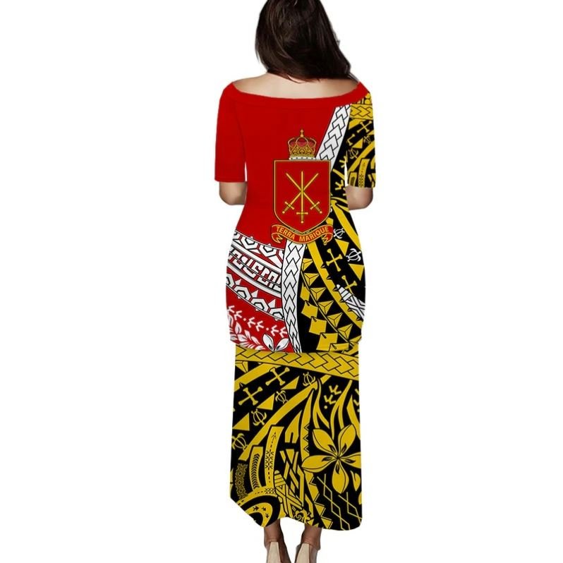 Customized Personalized Tonga Puletaha Dress Tongan Two Piece Set Outfit Dresses Print On Demand Women's Church Formal Clothing