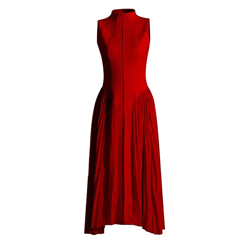 2024 Summer Sleeveless Knitting Casual Dress Solid Color Maxi A-line Dress o-neck Midi Dress