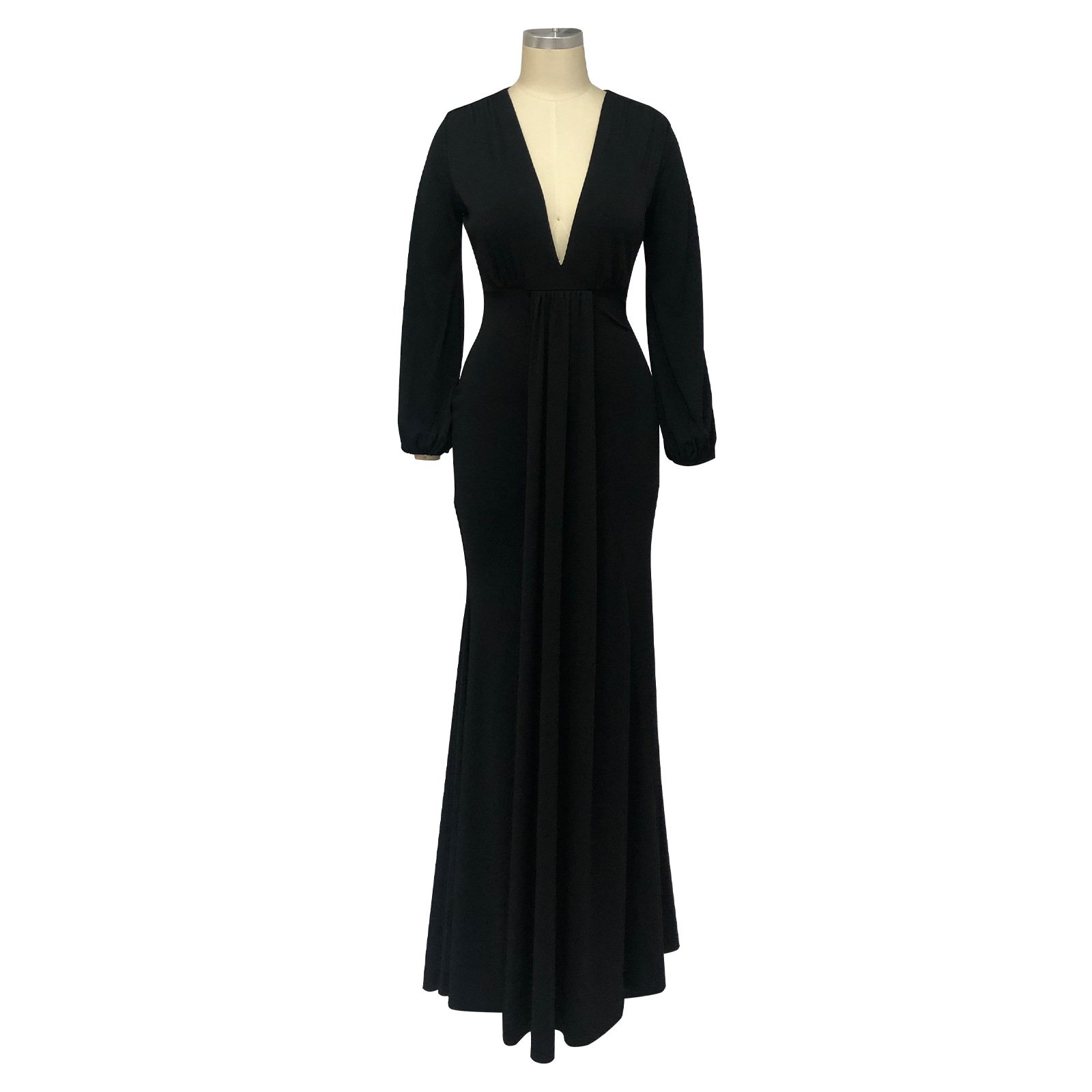 Plus Size Women's Elegant Casual Black Long Sleeve Bodycon Dress Evening Gowns For Women Dress Long