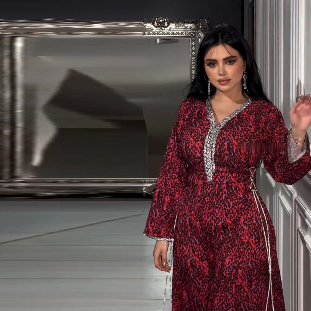 452 Floral Kaftan Long sleeve luxury abayas muslim women kaftan wholesale Casual dresses Islamic Clothing