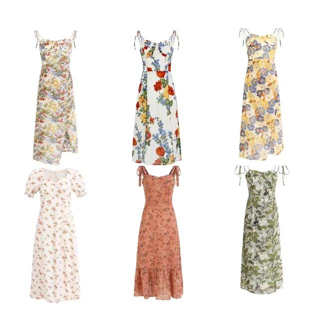 Customized women's casual dresses from manufacturers, small batch customization in floral vacation style, factory customization