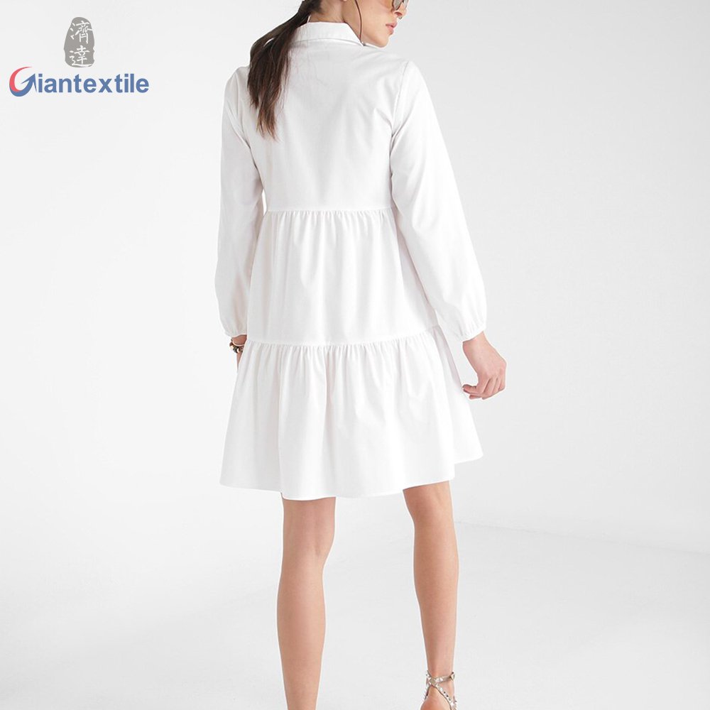 Modern Design Premium Elegant Casual White Solid Yarn Dyed Long Dress High Quality Dress For Women