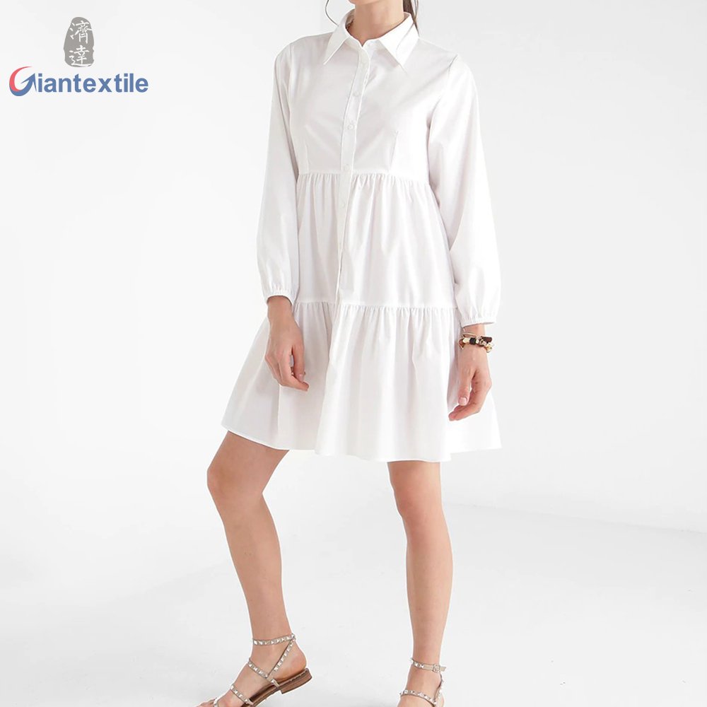 Modern Design Premium Elegant Casual White Solid Yarn Dyed Long Dress High Quality Dress For Women