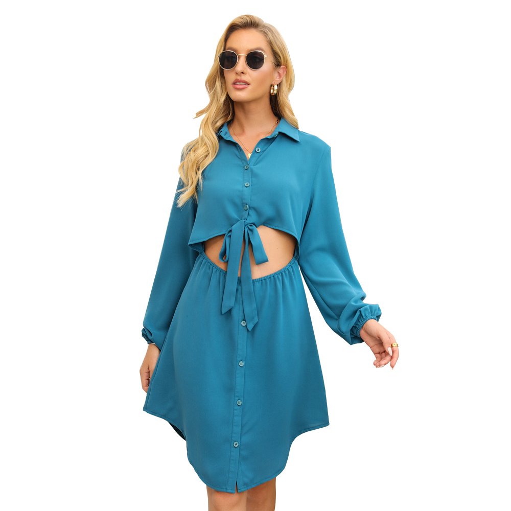 Hot Selling Good Quality Summer Featured Waist Knot Designs Casual Dresses