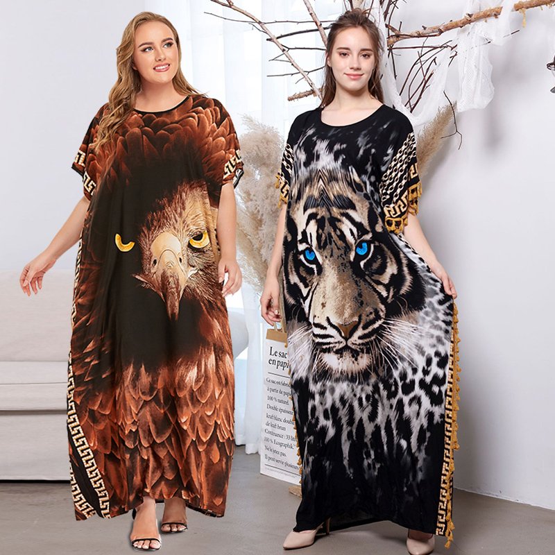 2021 Hot selling animals style women caftan kaftan muslim long maxi women wowans dress women's skirts dresses islamic clothing