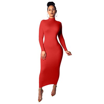 Customize LOGO 2022 Spring AliExpress Hot Selling Casual Dresses Women blackColor Party Long vestidos de primavera Bodycon Dress