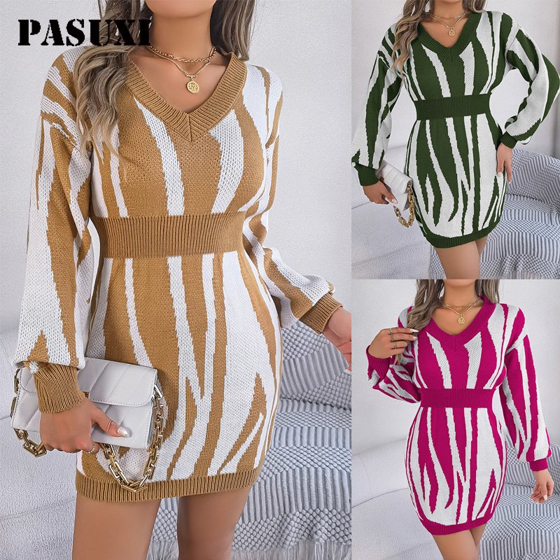 PASUXI Manufacturer Autumn Winter New Girls Loose Casual Knit Sweater Dress Women Clothing Soft Comfortable Women Sweater