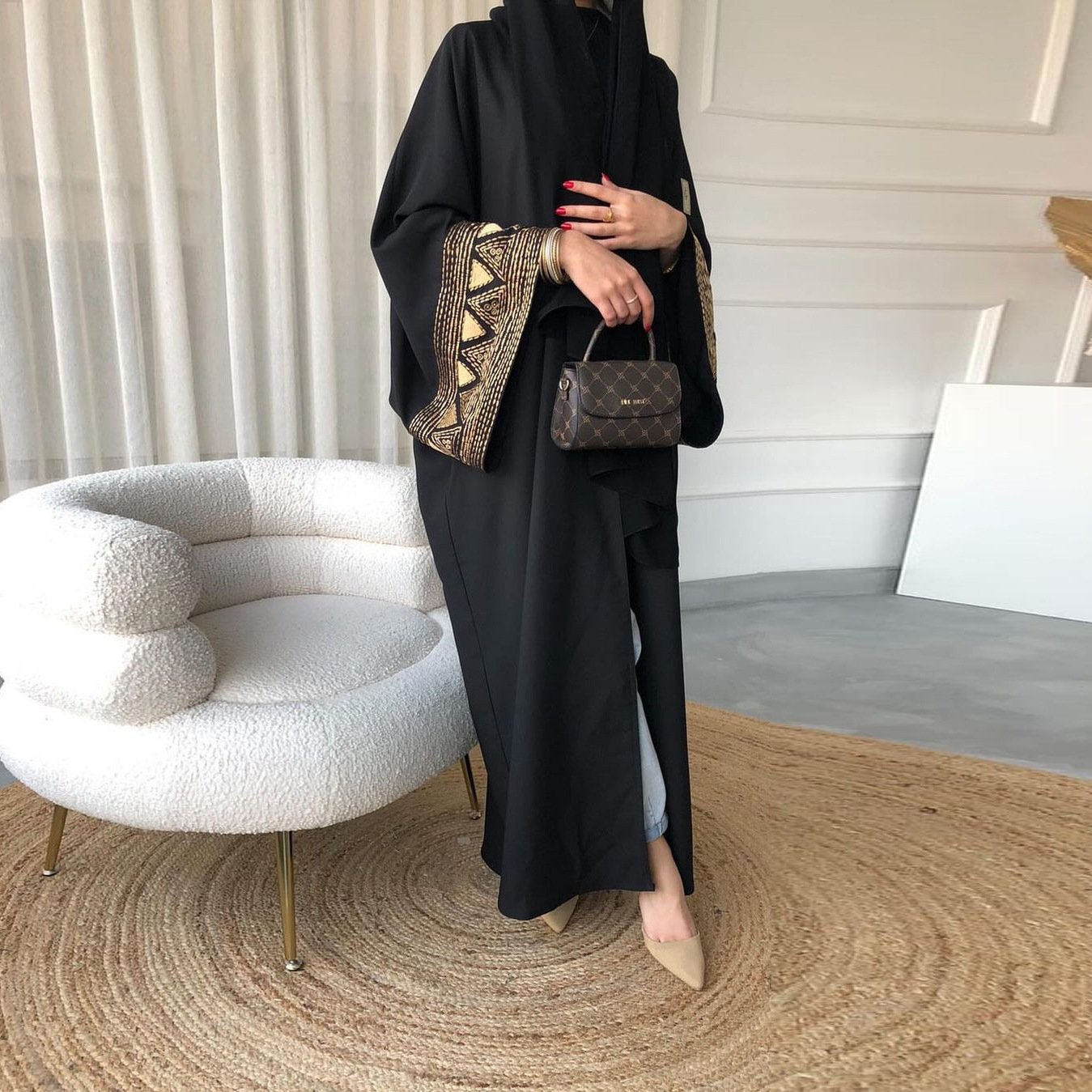 New Middle East Embroidery Clothing Dress Robe Muslim Dubai Women Loose Long Sleeve Dress Kaftan Arab Cardigan Open Front Abaya