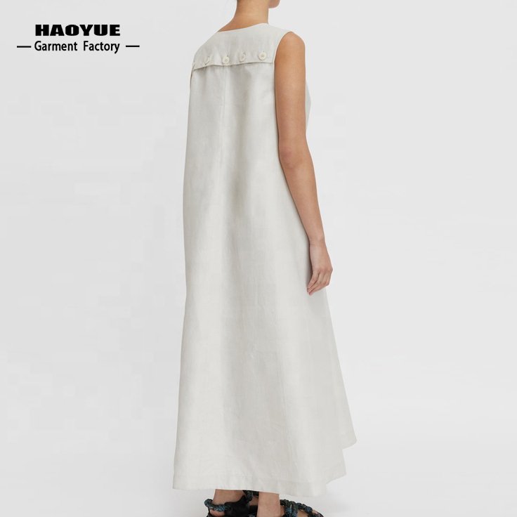 HAOYUE Garment Factory Custom Ladies Sleeveless Linen Dress Women Clothing Long Maxi Loose Casual Dresses