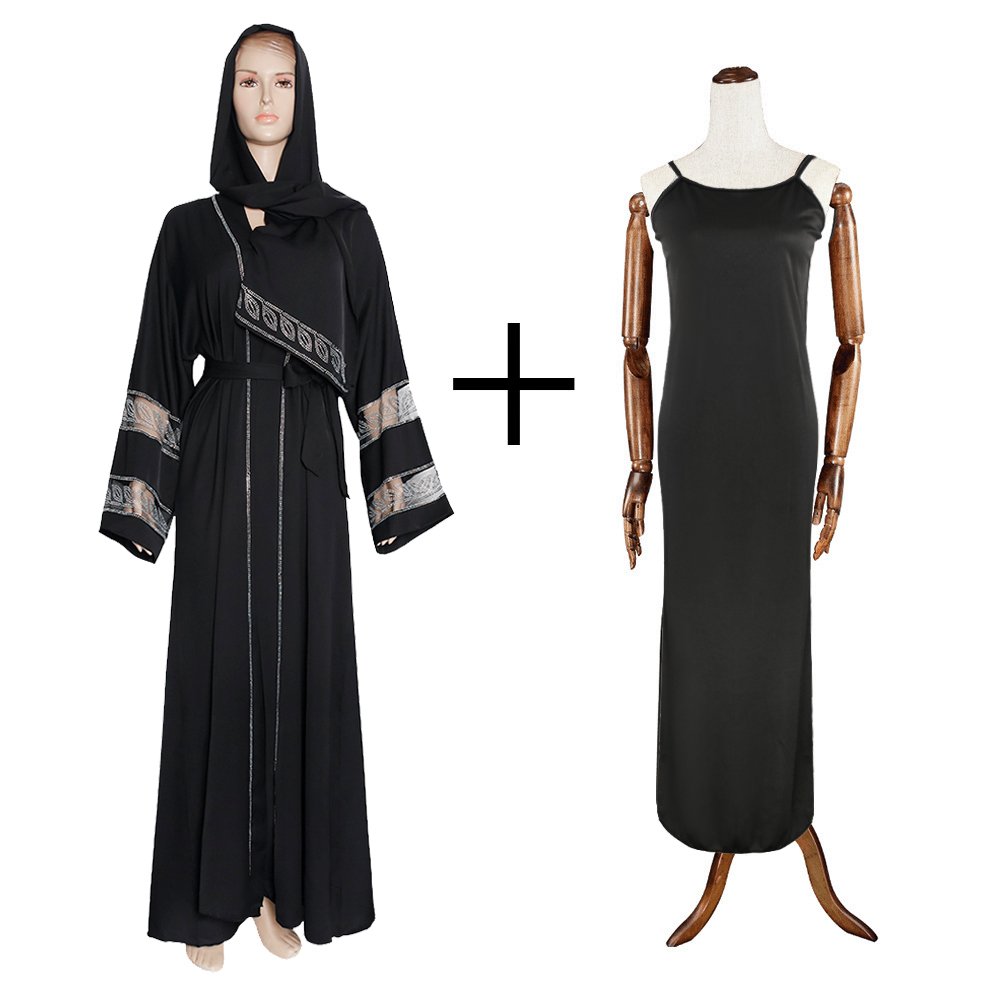 Dubai Fashion Women Muslim Floral Printing Long-sleeve Corset Casual Dress Islamic Ladies Flower Abaya Cardigan