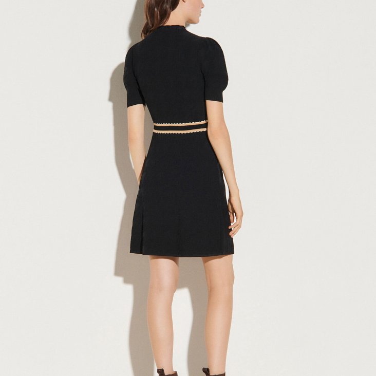 Custom Clothing Manufacturer New Fashion Trends Short Sleeve Solid Black Women Casual Dress Ladies Summer Knit Sweater Dress