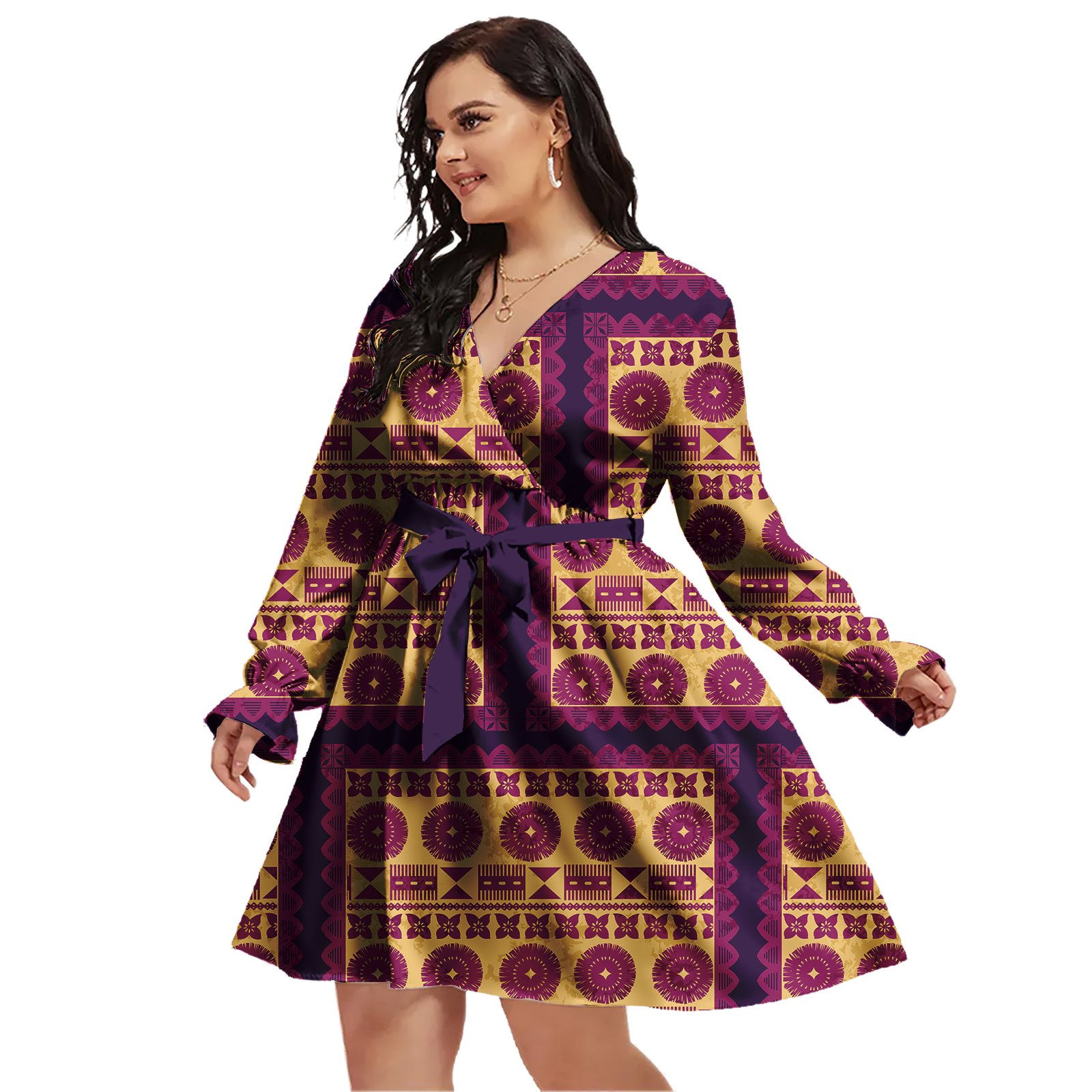 Custom Polynesian Tribal Print On Demand Elegant Women's Clothing A-line Dress Asia & Pacific Islands Clothing