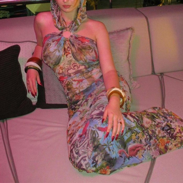 Hot Selling Women Long Dress Ruched Halter Floral Print Elegant Vacation Party Tropic Knit Sexy Maxi Dress Streetwear