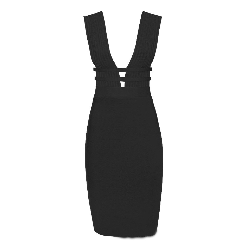 Ocstrade Fashion Knee Length Bandaged Midi Dress Sexy Cut Out V Neck Sleeveless Plus Size Bodycon Bandaged Dress For Women Party
