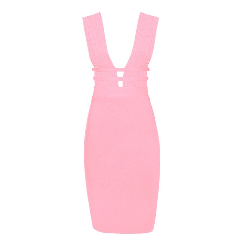 Ocstrade Fashion Knee Length Bandaged Midi Dress Sexy Cut Out V Neck Sleeveless Plus Size Bodycon Bandaged Dress For Women Party