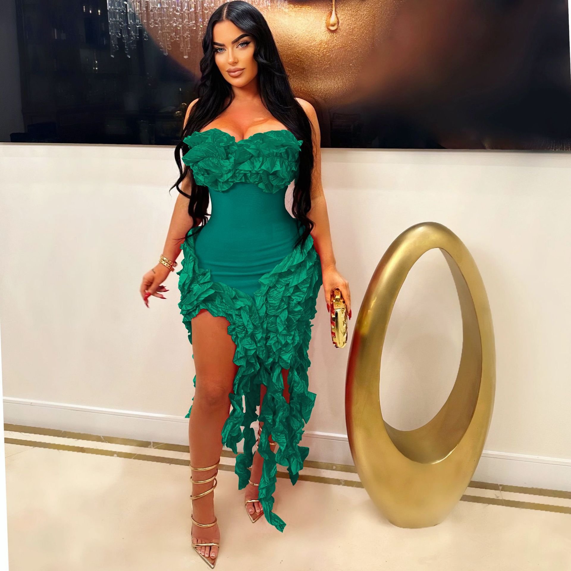 Lady fashion dresses curvy women party evening elegant gala dinner dresses ball gown