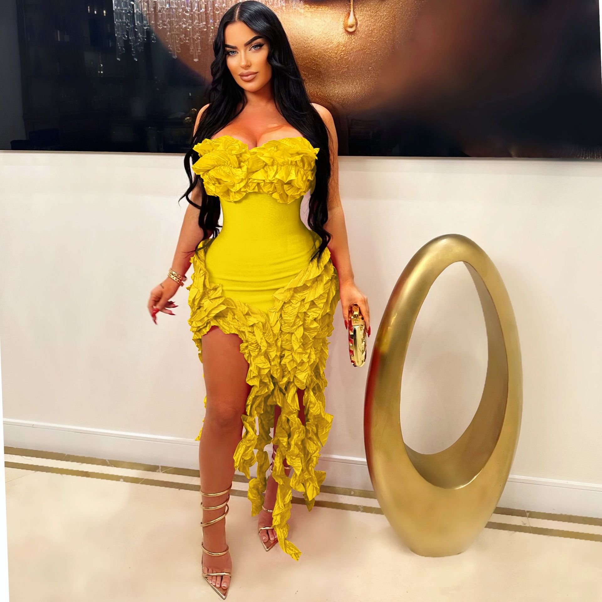 Lady fashion dresses curvy women party evening elegant gala dinner dresses ball gown