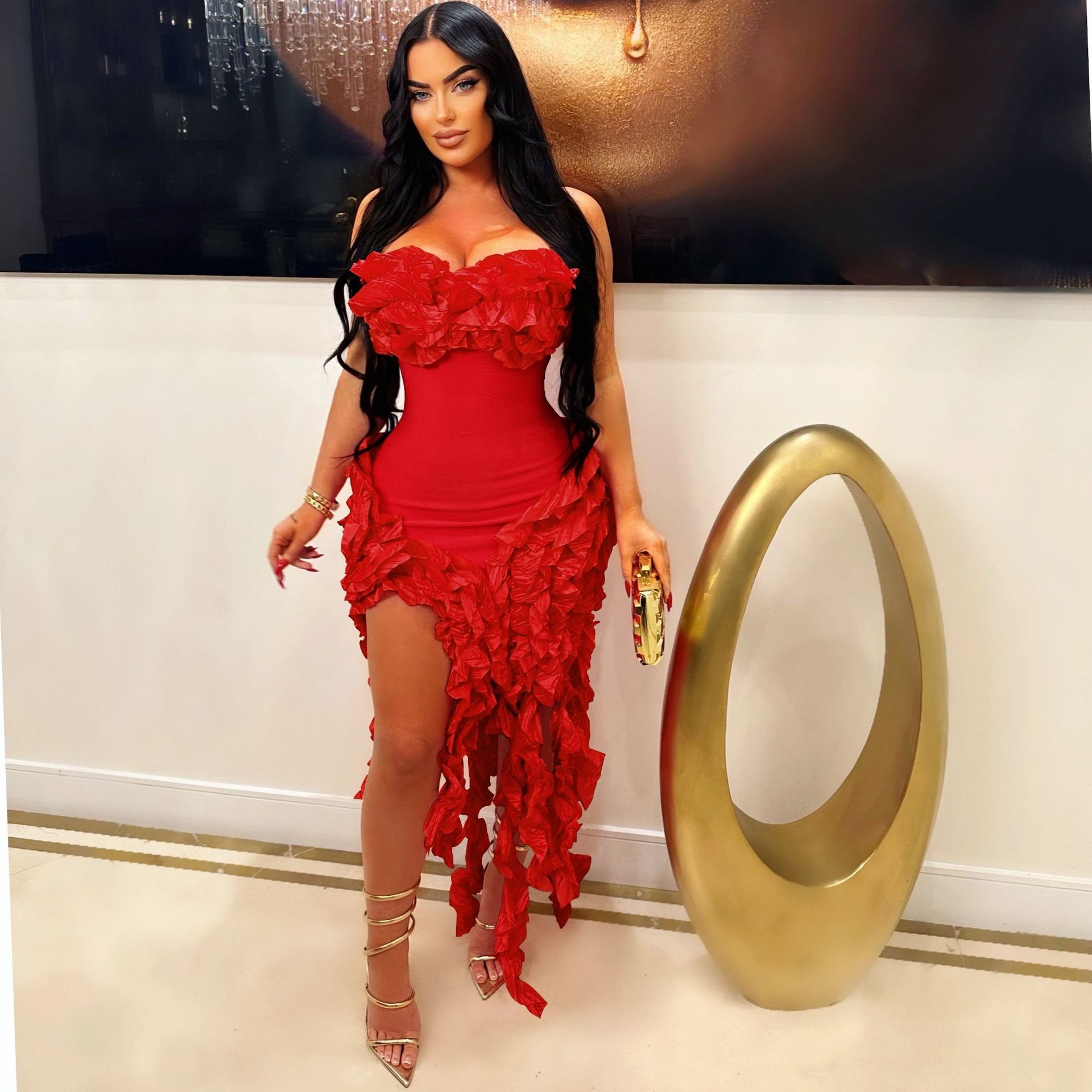 Lady fashion dresses curvy women party evening elegant gala dinner dresses ball gown