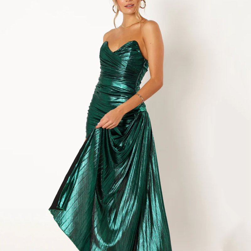 Oem Factory Wholesale Custom Plain V Neck Backless Ruched Ladies Evening Party Strapless Mini Women Elegant Casual Dresses