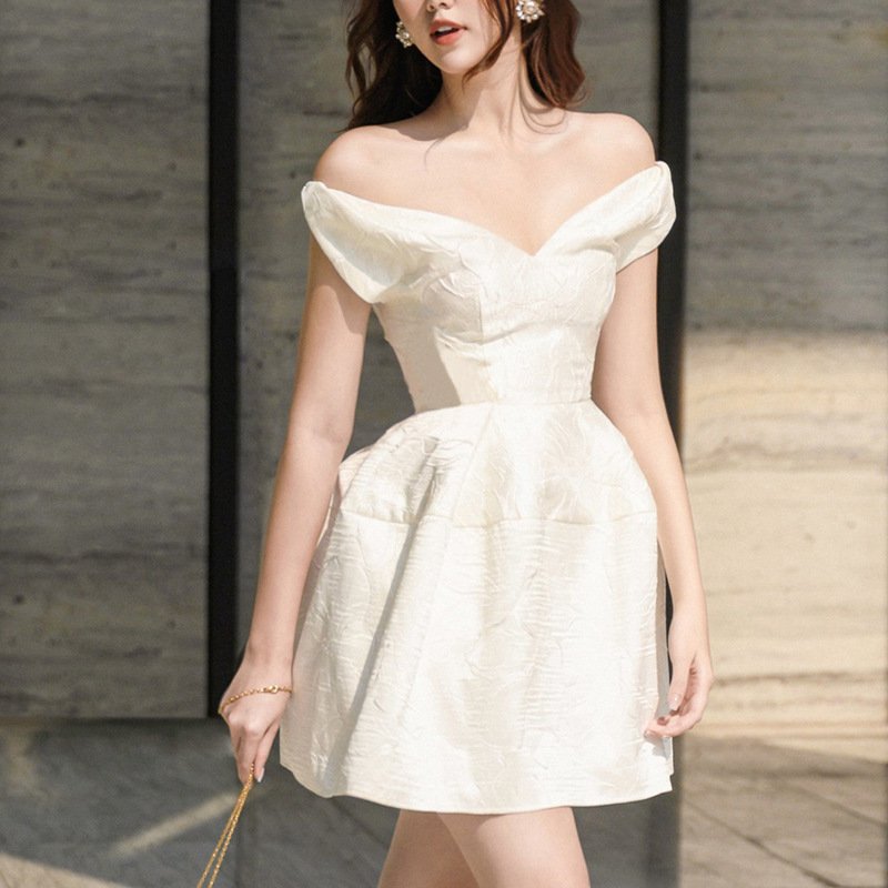 2022 New Summer Off Shoulder Slim Fit Plus Size Mini Dress Party Elegant Casual Dress