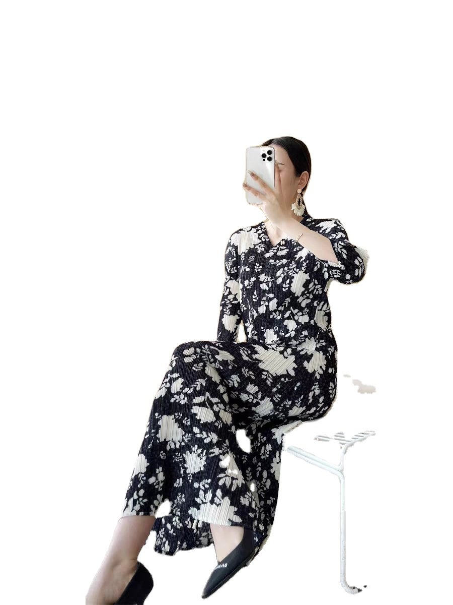 Black Casual Women's Dresses Beige Floral Pleated Dresses Plus Size Women's Dresses